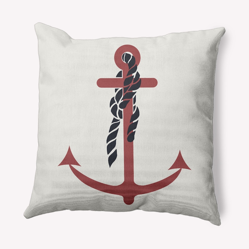 Anchor and Rope Nautical Indoor/Outdoor Throw Pillow - Ligonberry Red - 20" x 20"