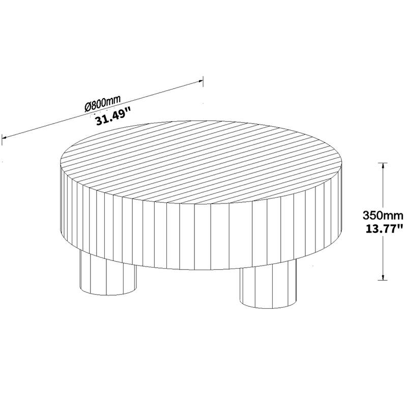 Round Wood Coffee Table, Natural Finish For Living Room