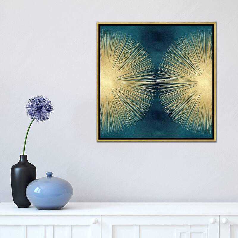 iCanvas "Sunburst Gold On Teal II" by Abby Young Framed Canvas Print