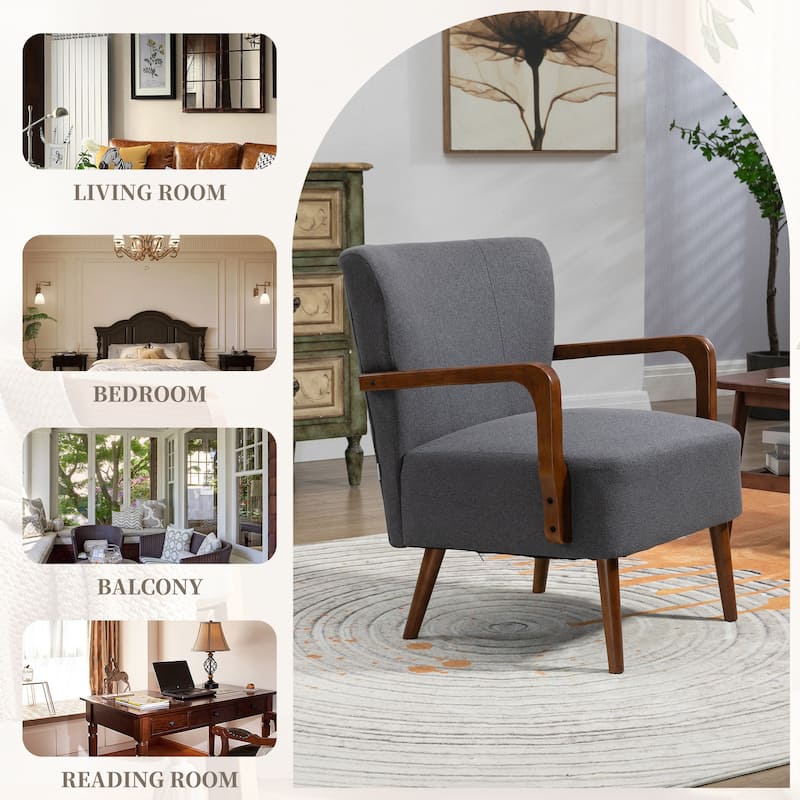 Modern chairs in the living room, wooden frame armchairs