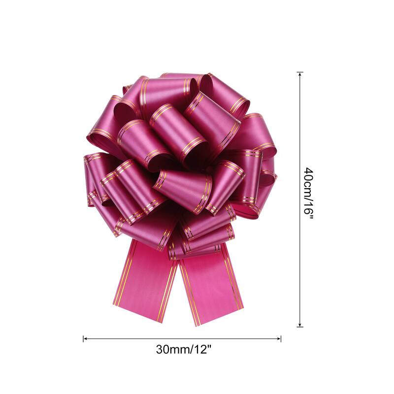12 Inch Giant Large Pull Bow Big Metallic Car Bows Ribbon w Gold Edge - Wine Red - 12 Inch
