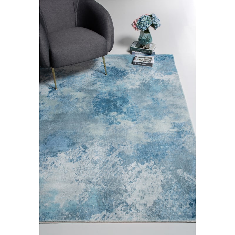 Domani Comfort Ombre Blues Faux Fur Rug