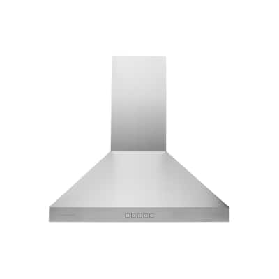 Hauslane 30" Pro Wall Mount Range Hood Powerful Suction, 3 Speeds, LED, Baffle Filters, Convertible, Stainless Steel - 30