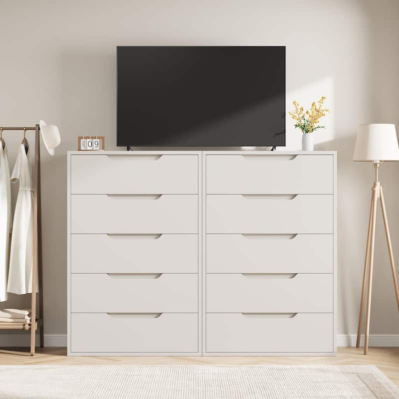 5-Drawer Dresser for Bedroom, 50" Tall Freestanding Vertical Wooden Chest Storage