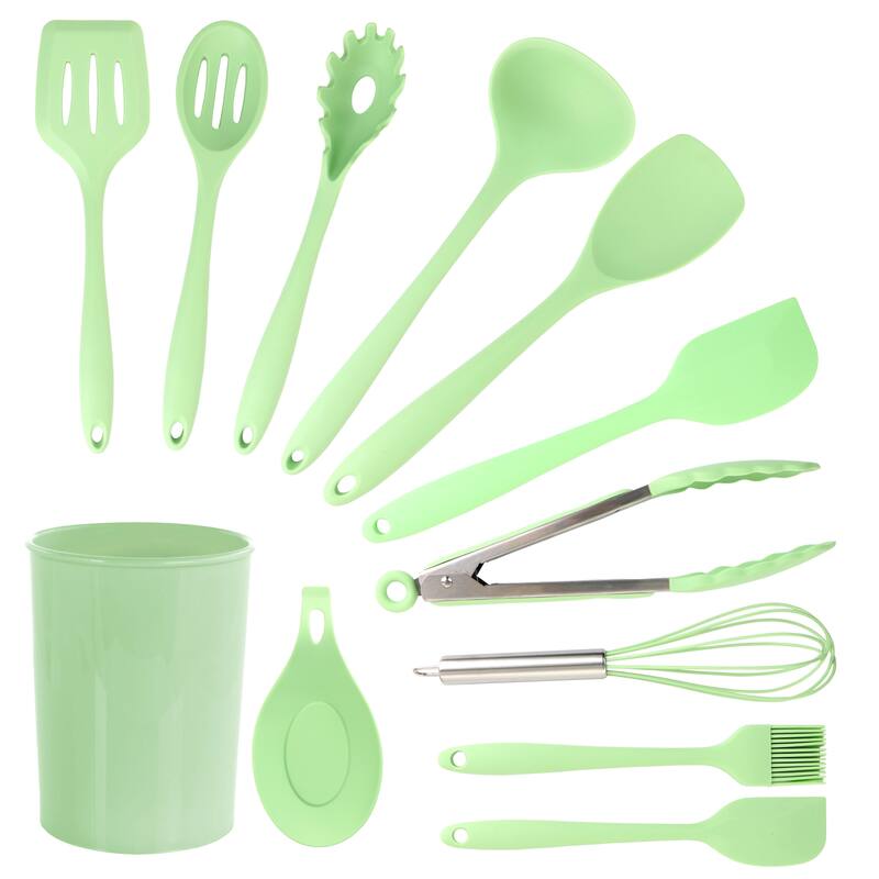 MegaChef 12 Piece Mint Green Silicone Kitchen Utensil Set