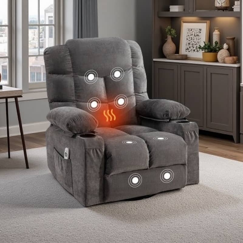 Electric Recliner Chair with 139° Adjustable Recline, 8-Point Massage & Lumbar Heat, Okin Motor, USB Charging, and Side Storage
