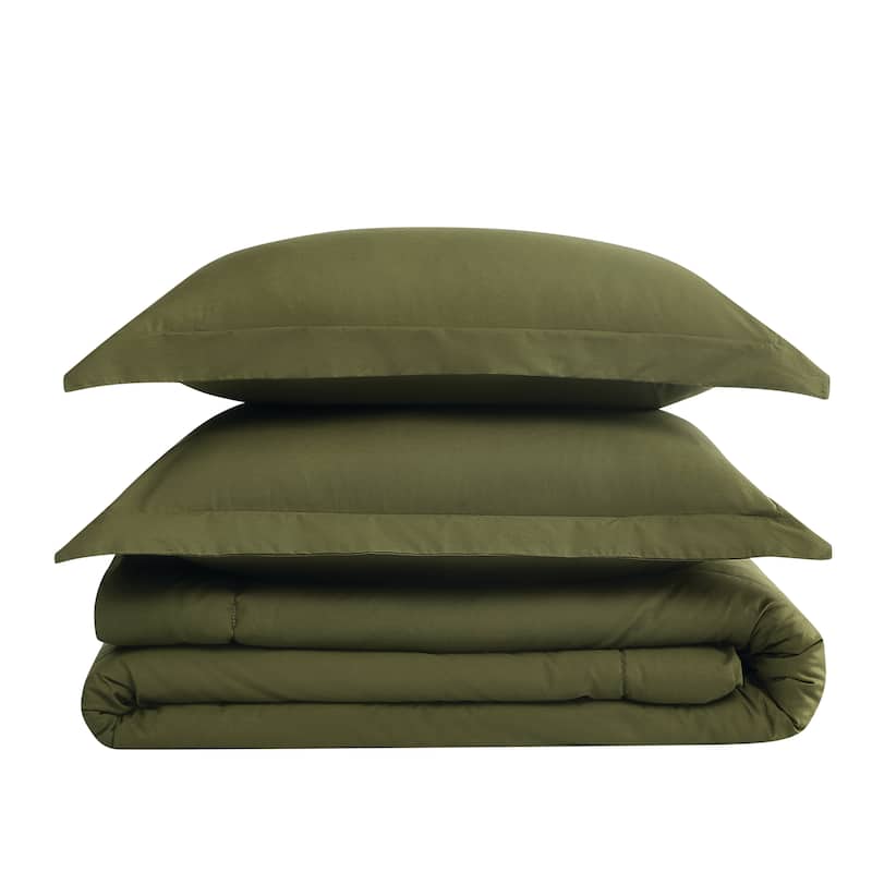 Brooklyn Loom Oversized Cotton Percale 3 Piece Comforter Set
