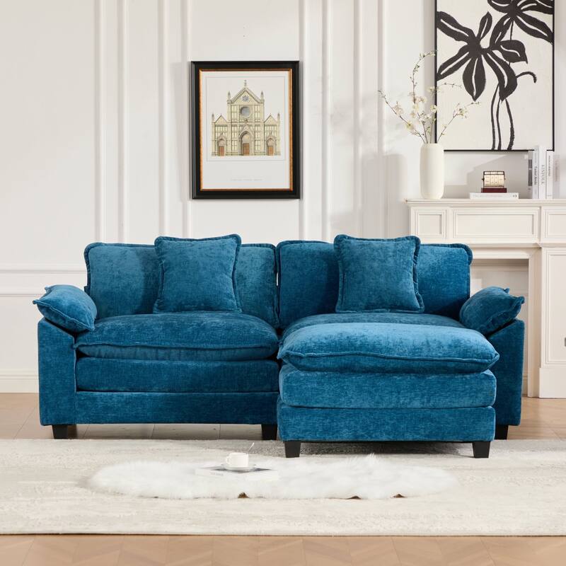 Oversized Chenille Upholstered Sofa, Modular Sectional Cloud Sofa, 2 Seater Sofa with Wider Armrest & Backrest Pillows