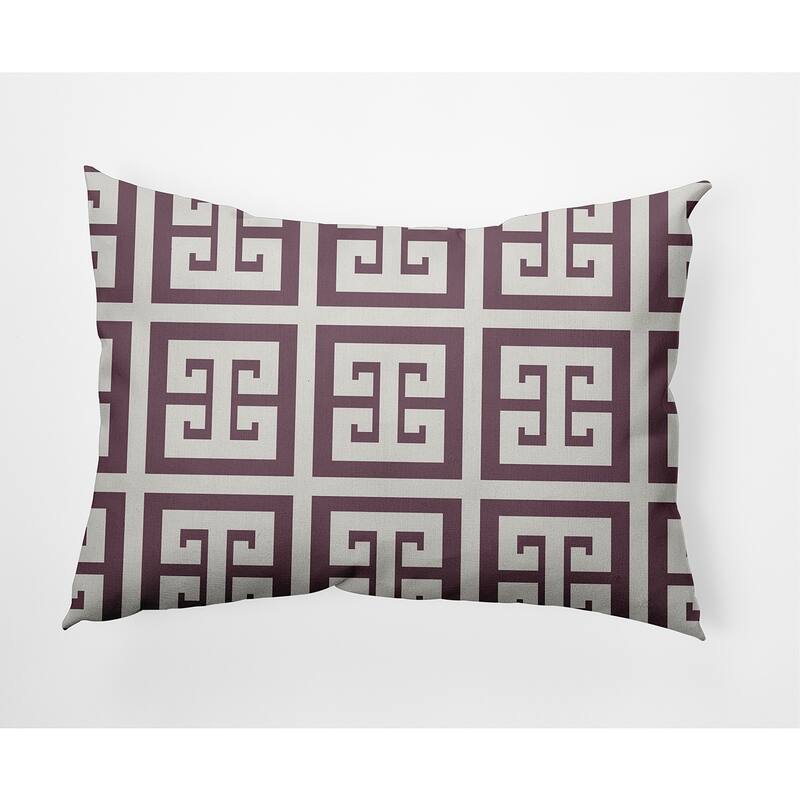 Greek Key Patterned Nautical Decorative Indoor Pillow - Dusty Purple - 14" x 20"