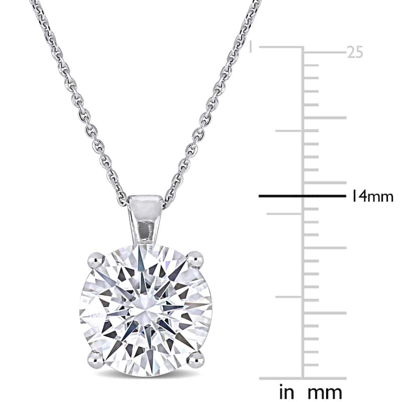 Miadora 3 1/2ct DEW Created Moissanite Solitaire Pendant with Chain in 14k White Gold - 14 mm x 10 mm