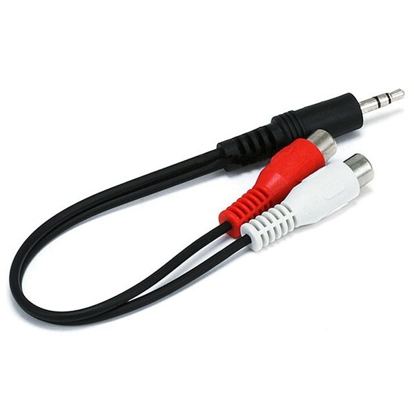 6inch 3.5mm (1/8") Male Stereo TRS Plug to 2 RCA Female Jack Cable - Black