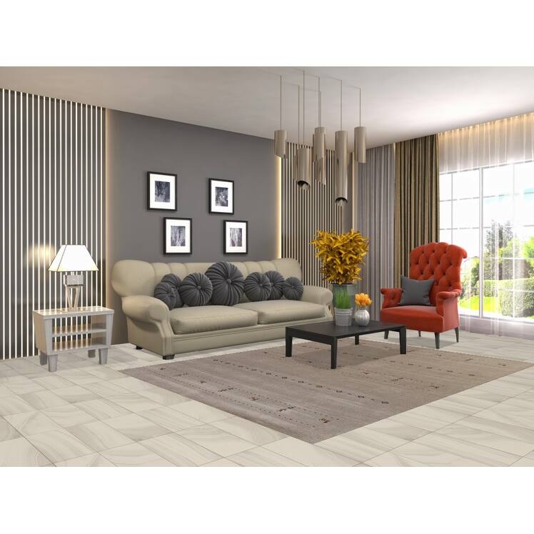 Ltribal Beige Gabbeh Oriental Area Rug Handmade Wool Carpet - 5'10" x 7'8"