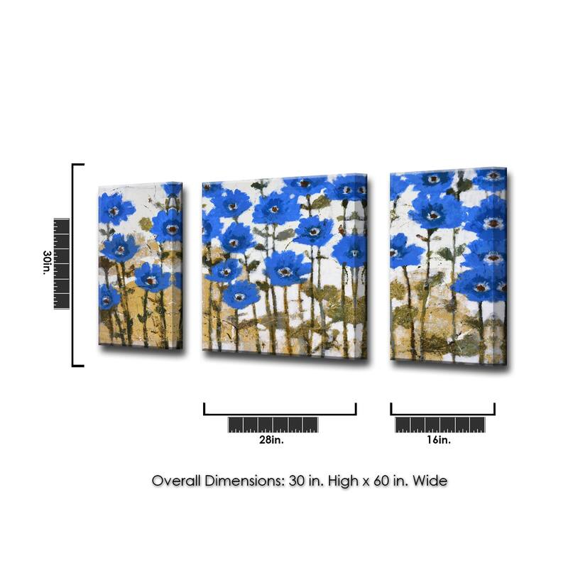 'Spring Sapphires' 3 Piece Wrapped Canvas Wall Art Set by Norman Wyatt Jr.