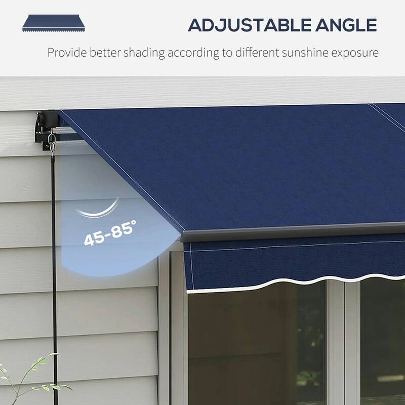 10'x8' Retractable Awning,280gsm UV Resistant Sunshade Shelter