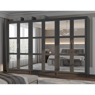 Palace Imports 100% Solid Wood Urban 6-door Wardrobe with Solid and Mirrored Doors