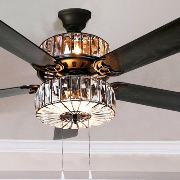 Silver Orchid March Caged Crystal Ceiling Fan - 52"L x 52"W x 18"H - 52"L x 52"W x 18"H. Opens flyout.