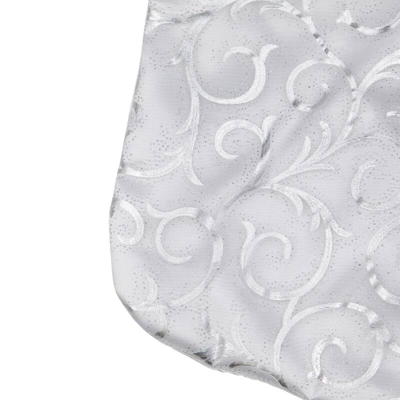 19in White and Silver Filigree Christmas Stocking with Bows