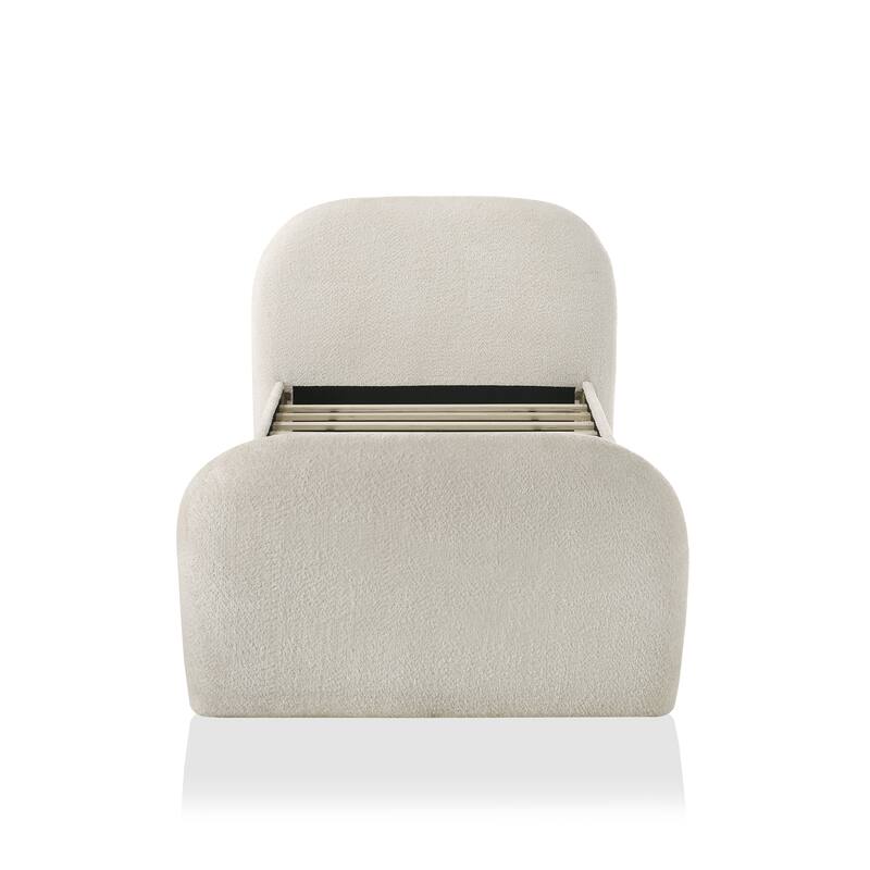 Furniture of America Yarel Modern Ivory Upholstered Kids Twin Platform Bed with Trundle