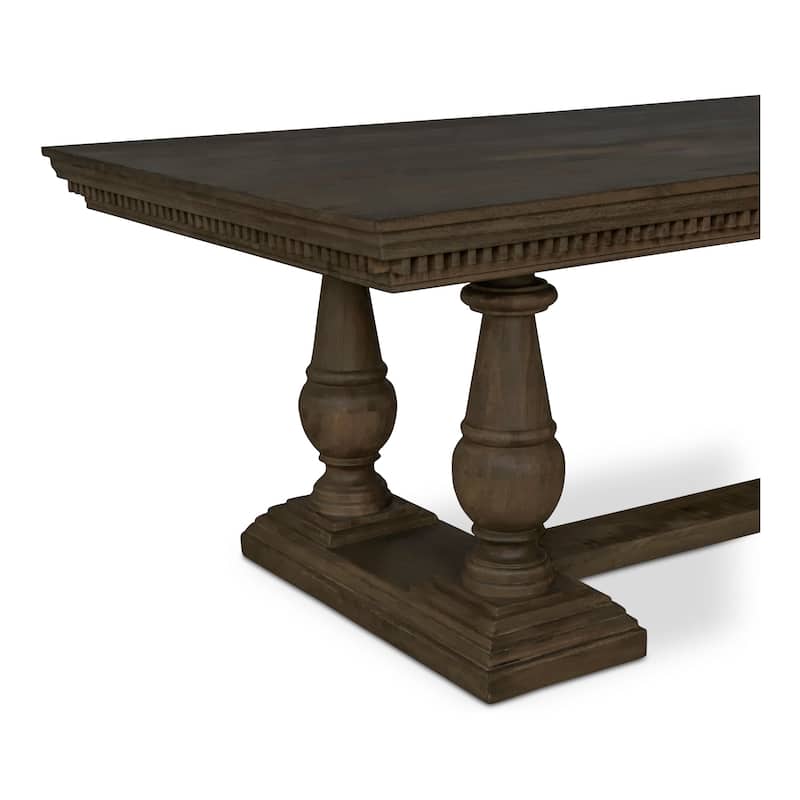 NADAAL STUDIOS Alrican Dining Table for 8, Rectangular Mango Wood Top, Traditional Leg Design, Brown