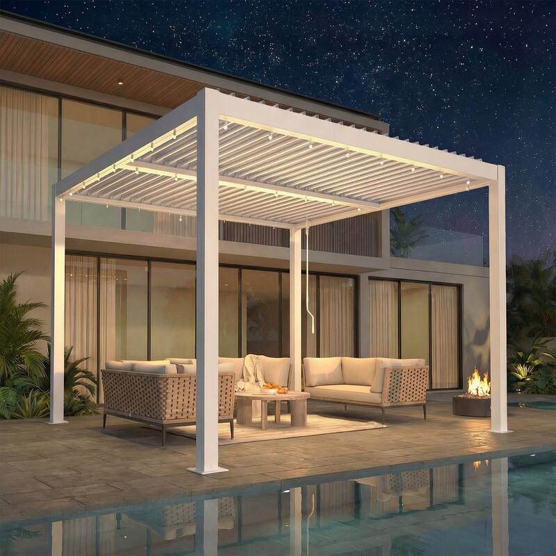 EROMMY Outdoor Louvered Pergola with Optional Winter Cover – Adjustable Hardtop Gazebo, Multiple Sizes