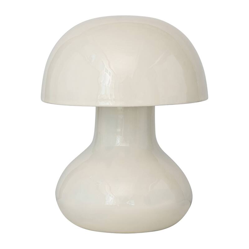 Enameled Metal Mushroom Shaped Table Lamp with Inline Switch, Ivory Color - 8.0"L x 8.0"W x 10.3"H - Ivory