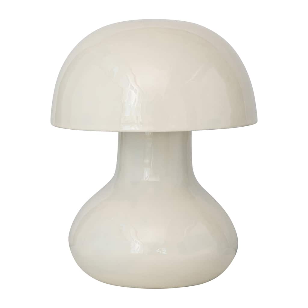 Enameled Metal Mushroom Shaped Table Lamp with Inline Switch, Ivory Color - 8.0"L x 8.0"W x 10.3"H