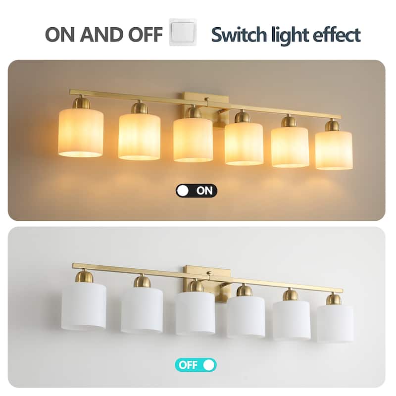 6-Light 38" Brushed Gold Bathroom Vanity - Wall Sconce for Bedroom, Living