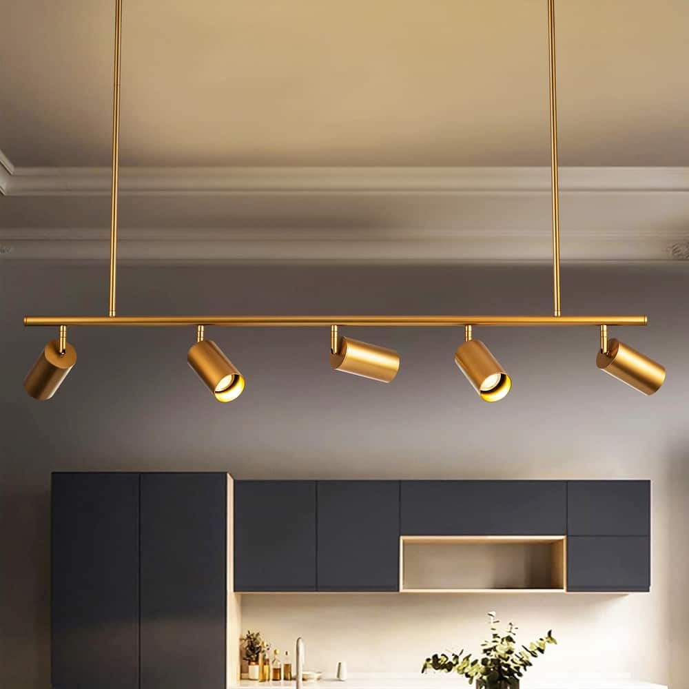 5-Light Modern Farmhouse Linear Swivel Track Lighting Spotlight for Kitchen Island