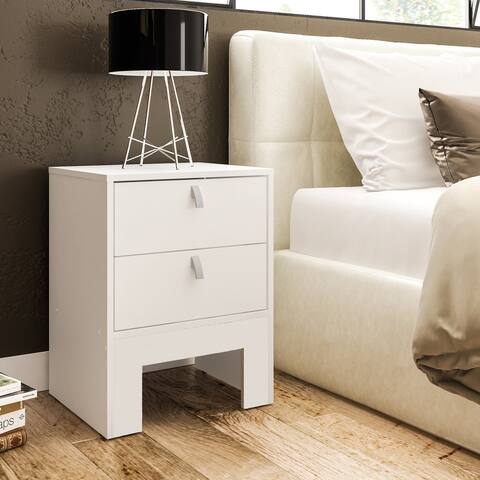 Boahaus Girona Night Stand, White, 02 Drawers, Modern Style for Bedroom