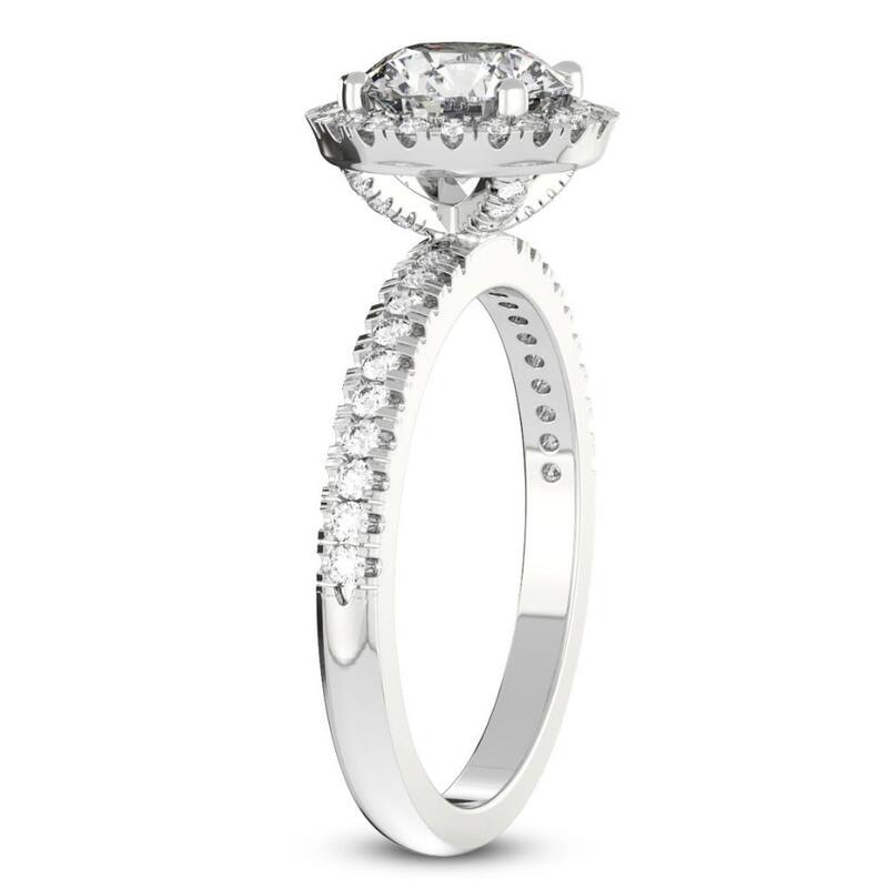2 3/4 Ct Diamond Halo Lab Grown Engagement Ring in White, Yellow or Rose Gold