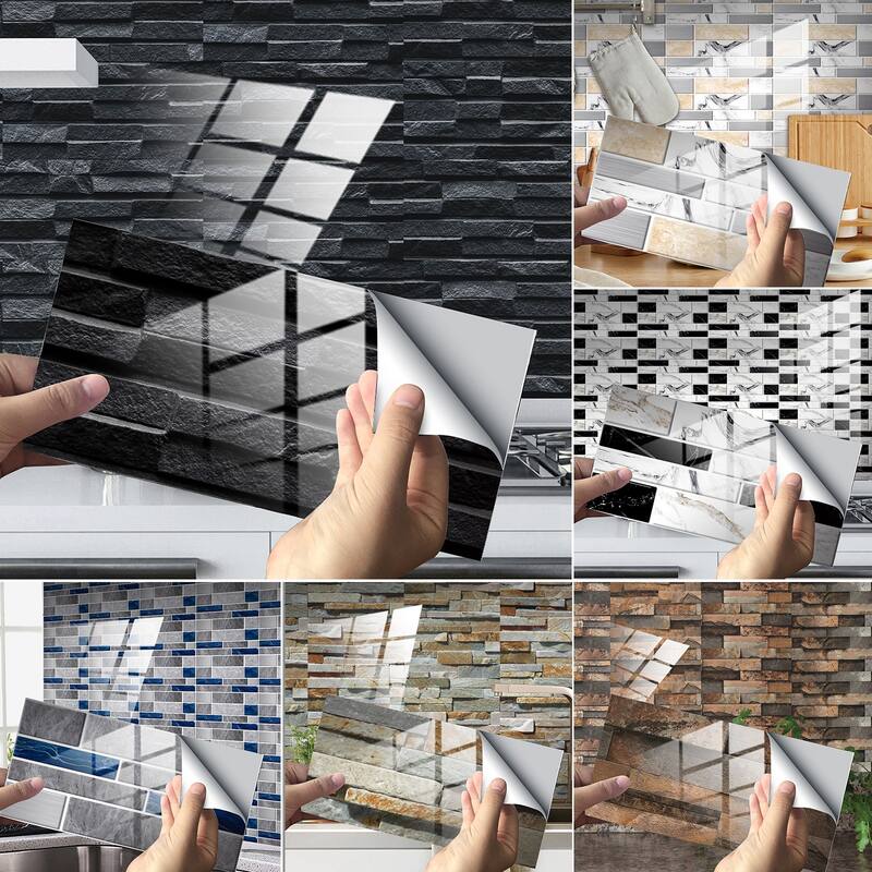 Self-Adhesive Wallpaper Brick Marble Pattern Wall Tile Sticker PVC