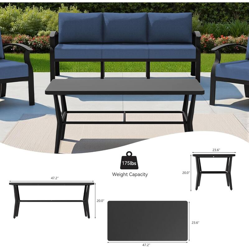 Kullavik Aluminum Outdoor Patio Sectional Sofa Set with Swivel Rocking Chairs and Coffee Table