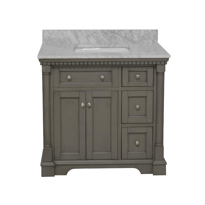 KitchenBathCollection Sydney 36" Bathroom Vanity with Carrara Marble Top