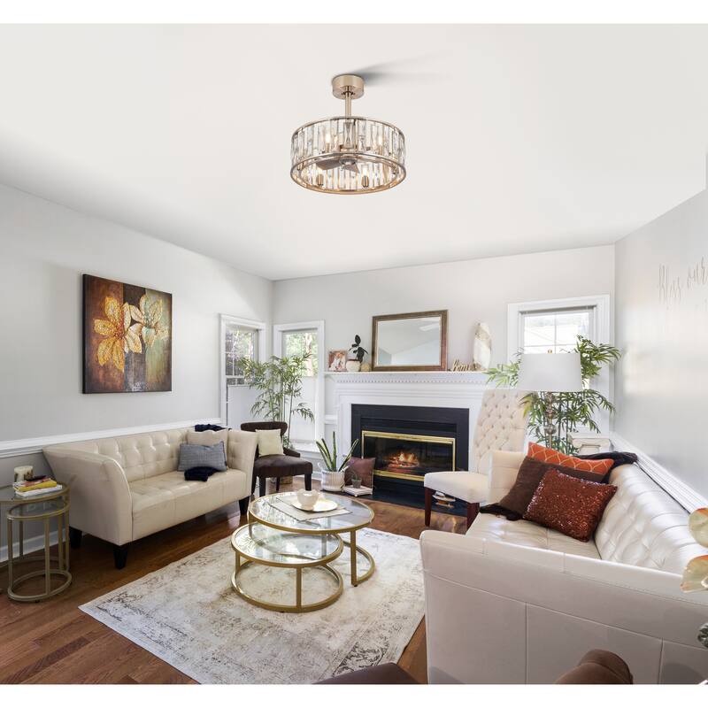 20-In Nickel Caged Ceiling Fan with Light Remote(5-blade)