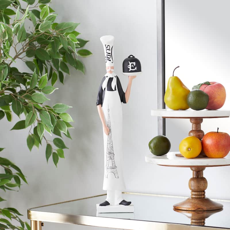 White Polystone Chef Decorative Sculpture - 5 x 3 x 20