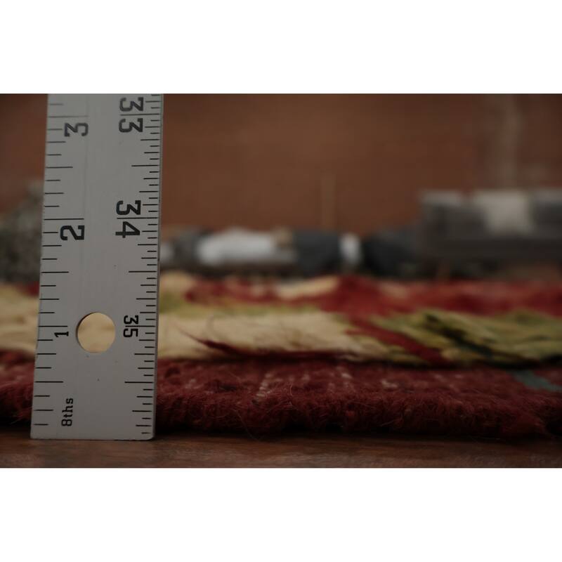 Hand Knotted Oriental 100% Wool Carpet Modern Tribal Red Moroccan Area Rug - 9' 8'' X 7' 1''