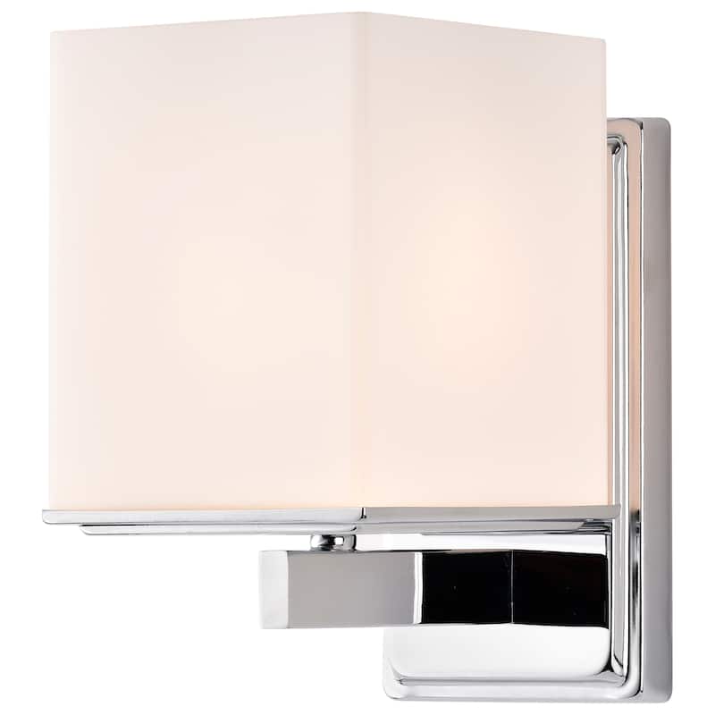 Bento Chrome with Satin White 1-light Vanity Fixture