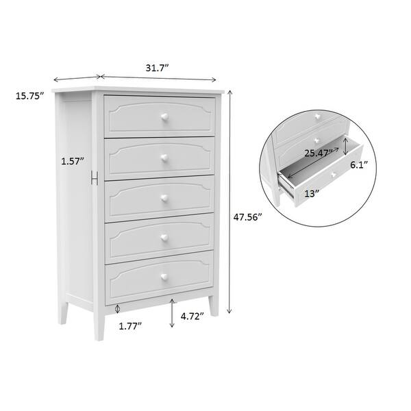 Contemporary Solid Wood 5 Drawers Chest - Bed Bath & Beyond - 38951113