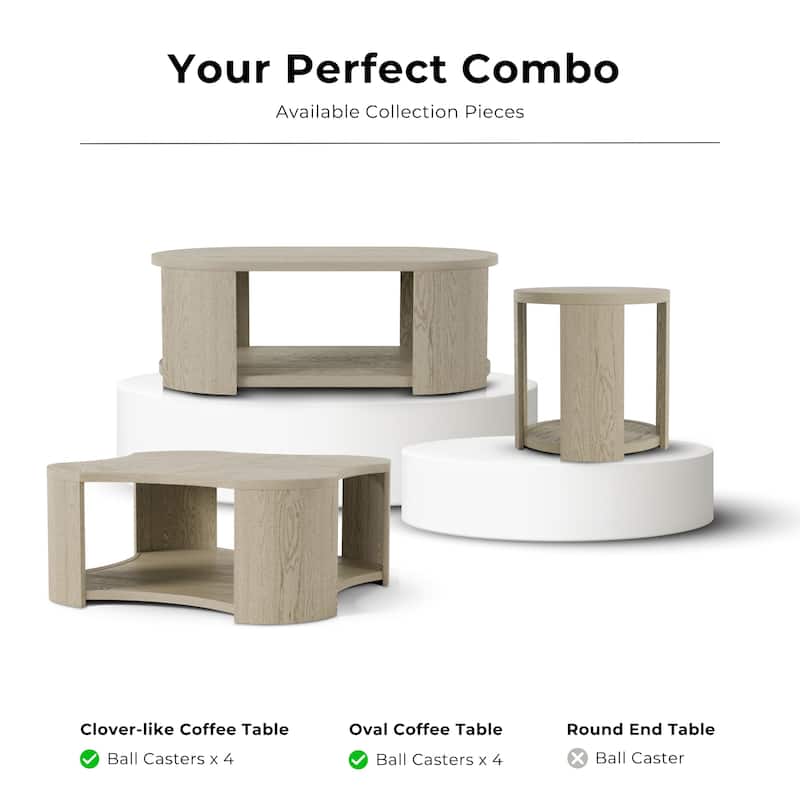 Furniture of America Piez Modern Oak Wooden 1-Shelf Coffee Table with Casters
