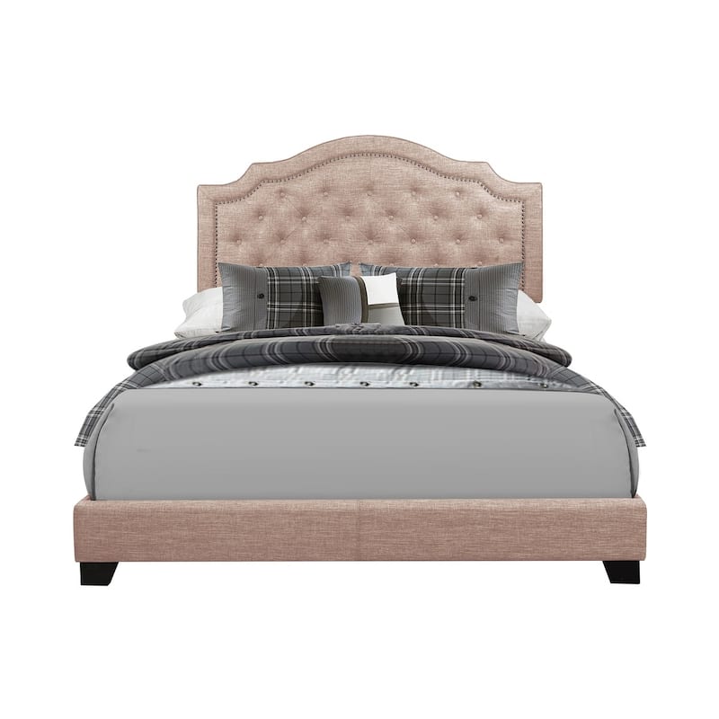 Verine Beige Fabric Upholstered Tufted Bed - Full