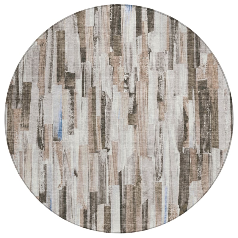 Machine Washable Indoor/ Outdoor Modern Stripes Chantille Rug