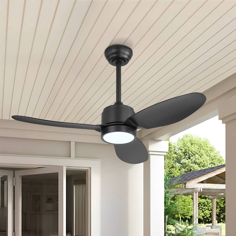 MLiAN 42 in 3 ABS Blades Indoor and Outdoor Ceiling Fan with Integrated LED and Remote Downrod