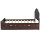 preview thumbnail 13 of 24, Full Platform Bed with Headboard & Twin Trundle - Pine Wood Frame, Cappuccino