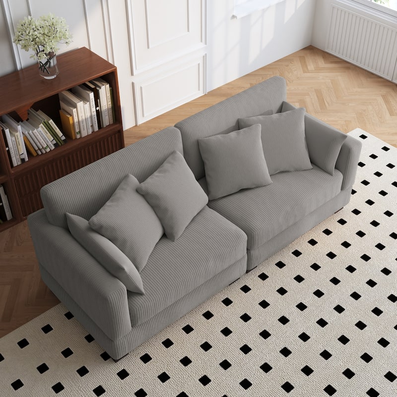 84.5″W Modern Corduroy Couch Modular Sofa
