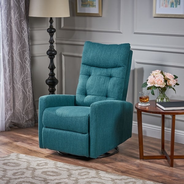 slide 2 of 13, Woodglen Swivel/Glider Push Back Nursery Recliner by Christopher Knight Home Teal,Black