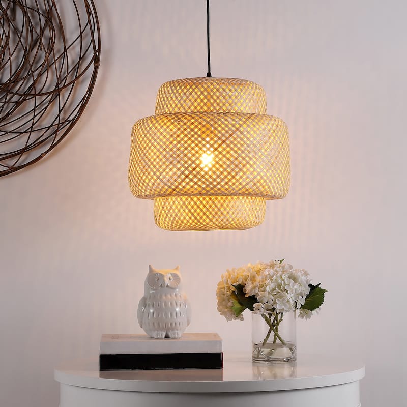 SAFAVIEH Lighting Raven 16.5-inch Pendant - 17" W x 17" D x 19-199" H - Natural - 17Wx17Dx199H