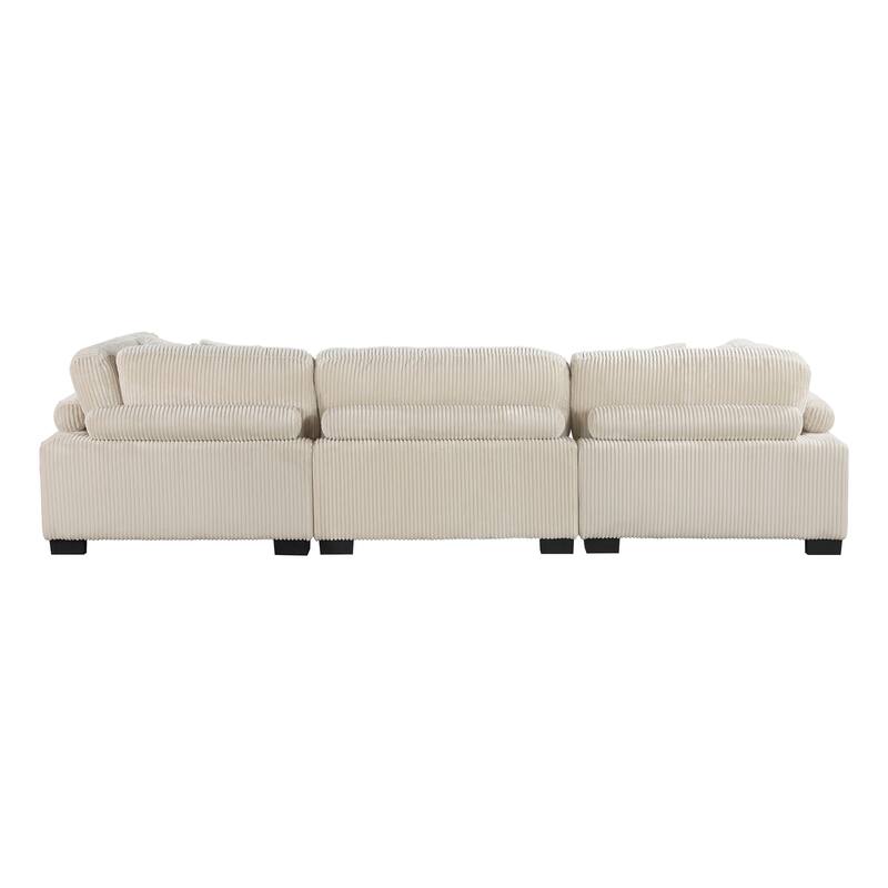 Braidy Corduroy 4-Piece Modular Sectional with Ottoman