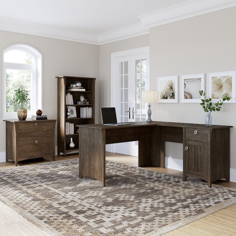Salinas 3-piece Desk, Cabinet, and Bookcase Set by Bush Furniture - Ash Brown