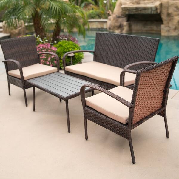Belleze 4 Pc Outdoor Patio Furniture Wicker Set Seat Belleze 4 Pc Outdoor Patio Furniture Wicker Set Seat