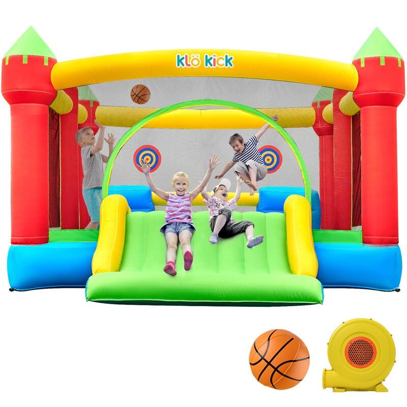 15'x12' 600lbs Large Inflatable Bounce House for big kids with Blower & Basket Ball Hoop - 15.3'X12'